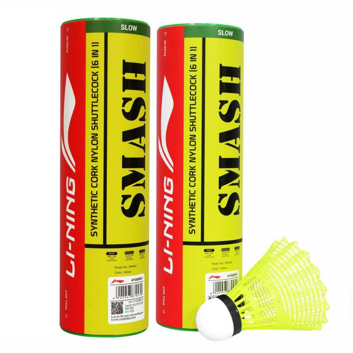 LI-NING Smash Badminton Shuttlecock (Pack of 2, Yellow)